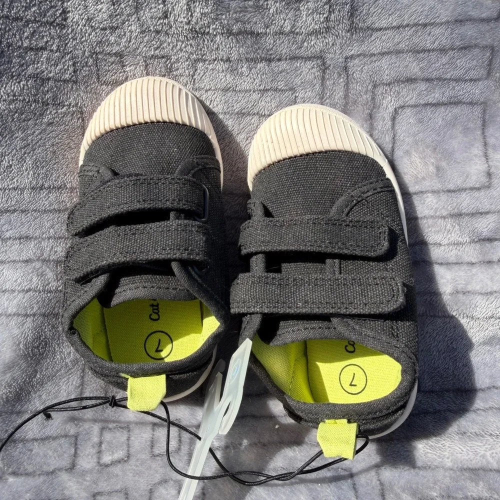Cat & Jack Toddler Boys Black Canvas Sneakers Hook Loop Size 7 093041003